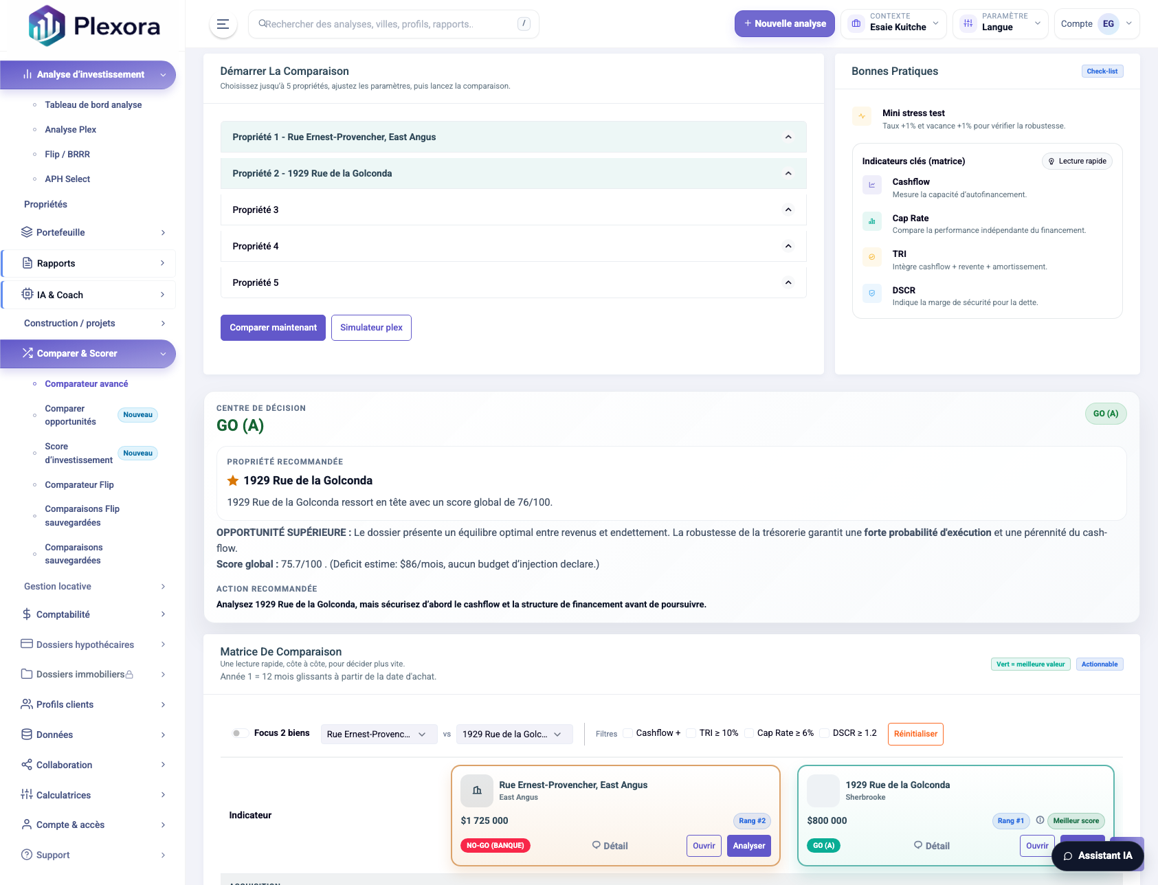 Comparer des opportunités